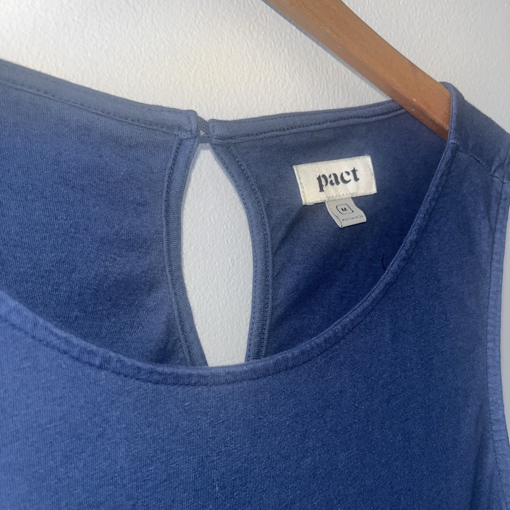 Pact Organic Blue Wide Leg Romper, Jumper. Jumpsuit. Medium - Picture 5 of 7